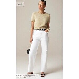 J.CREW Curvy Slim-wide Jeans Denim Size 27 Whte NEW CH837 Classic Preppy Raw Hem